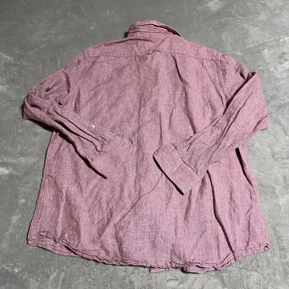 Banana Republic Shirt Mens XL Red Linen Blend Button‎ Down Slim Fit Preppy Beach